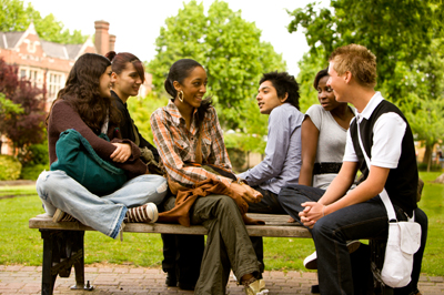 Group of teens on a bench