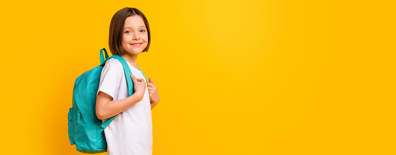 Girl in backpack