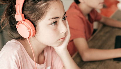 Teen using a computer