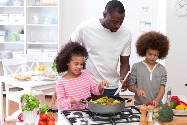 Family making dinner