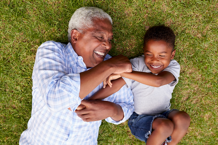 Grandpa playing with grandchild