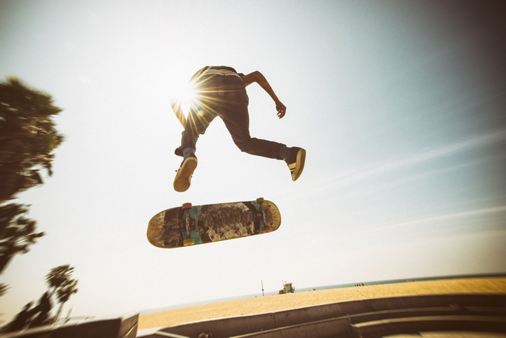 Teen on skateboard