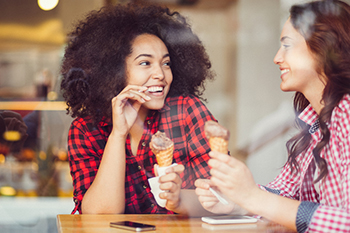 Teen girls laughing