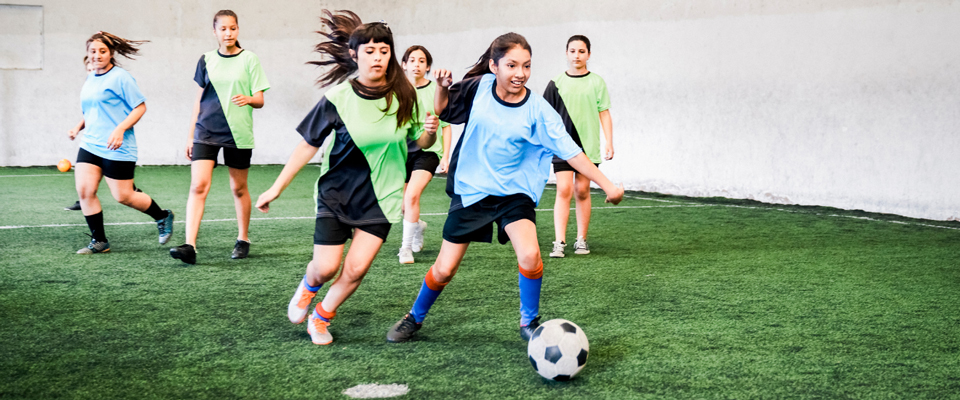 Kids playing soccer