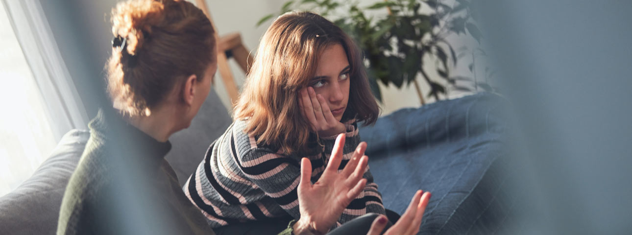 Teenager doing her best to ignore moms advice